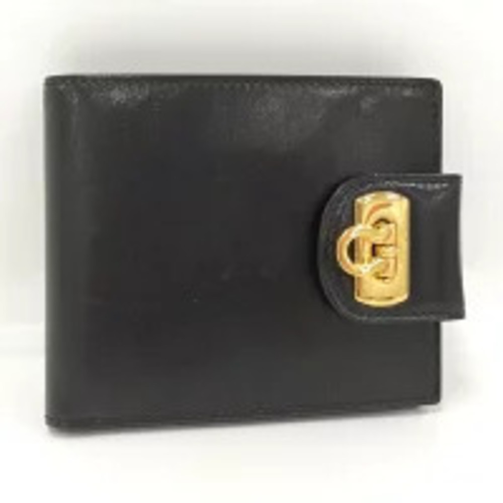 Salvatore Ferragamo Bi fold Wallet Gancini Leather Black